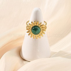 Bracciale aperto in malachite naturale e acciaio inossidabile&nbsp;RJEW-JR01091-01