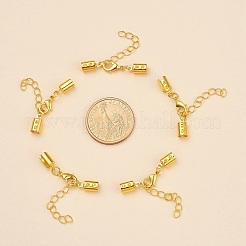 真鍮アジャスターチェーン  調整可能  合金製カニカン付き  ゴールドカラー  35x11mm  穴：4mm  テールチェーン：約40×長&nbsp;KK-E179-G