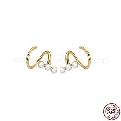 925 серебряная спиральная серьга-пусет с жемчужными бусинами EJEW-P231-24G