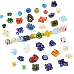 80шт 10 стиля стеклянные бусины миллефиори ручной работы&nbsp;LK-YW0001-13