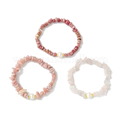 Ensemble de 3 bracelet extensible en perles de culture d'eau douce et en pierres naturelles mélangées (3 styles différents) pour femme.&nbsp;BJEW-JB13762-04