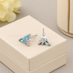 4 пара двухцветных серег-гвоздиков из латуни EJEW-GO0002-20