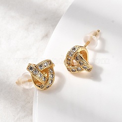 Серьги-гвоздики с латунным узлом и микропаве из прозрачных кубических цирконий&nbsp;EJEW-P331-04G