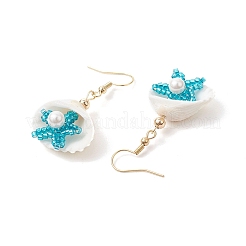 Серьги-подвески в форме ракушки из нержавеющей стали 304 EJEW-MZ00376-04