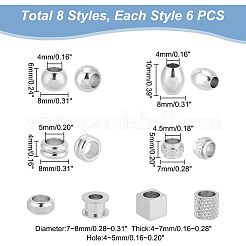 48 Stück 8 Stil 304 & 201 & 303 Edelstahl European Beads&nbsp;STAS-UN0040-02