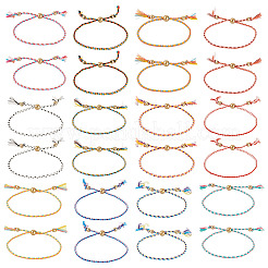 24шт 12 цвета плетеный полиэстеровый шнур в стиле бохо для изготовления браслета&nbsp;MAK-TA0001-34