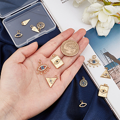 12шт 6 стиля латунные подвески с микропаве и кубическим цирконием&nbsp;ZIRC-BBC0001-01