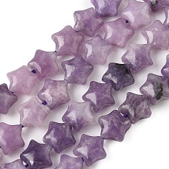 Нити бусин в форме звезд из натурального лепидолита/фиолетовой слюды G-Z080-A02