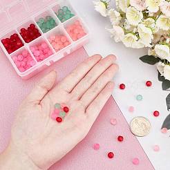 4 нити 4-х цветных стеклянных бусин&nbsp;FGLA-PH0001-02