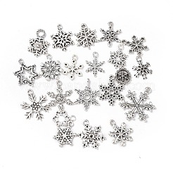 合金のチベット風チャーム  クリスマステーマ  スノーフレークチャーム  アンティークシルバー  19.5~28.5x15~22x2~2.5mm  穴：1~1.6mm  20個/セット&nbsp;PALLOY-B014-06