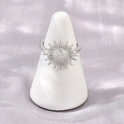 Anillos abiertos tipo brazalete de latón con microengaste de circonitas cúbicas para mujer.&nbsp;CU-CBA0A21-05P
