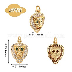 5шт латунные микро паве прозрачные и зеленые подвески из кубического циркония&nbsp;ZIRC-SZ0003-16