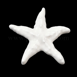 手作りの陶器ビーズ  ヒトデ  光沢釉の磁器  ホワイト  39.5~40x41.5~2x10~10.5mm  穴：2mm&nbsp;X-PORC-Z007-08B