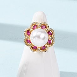Verstellbare Messing-Fingerringe mit Mikropflaster und Zirkonia für Damen&nbsp;RJEW-A098-04G