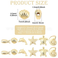 12 pièce 6 styles de perles en laiton plaquées&nbsp;KK-CJ0005-86