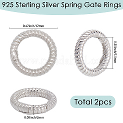 2 шт. 925 кольца-пружинки из стерлингового серебра&nbsp;STER-SC0001-57