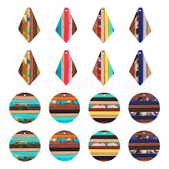14 pièces 7 pendentifs en résine transparente et bois de noyer&nbsp;RESI-TA0002-06