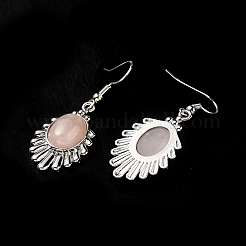 Orecchini pendenti a goccia in quarzo rosa naturale&nbsp;EJEW-K246-01P-02