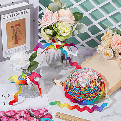 10 м хлопчатобумажной волнистой бахромчатой ленты цвета радуги OCOR-WR0001-31