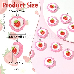 15 шт. подвески в виде клубники с платиновым покрытием из железа&nbsp;RESI-YW0005-04