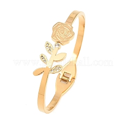 Bracelets à charnière en acier inoxydable 304 avec micro pavé de strass pour femmes&nbsp;BJEW-E113-03G