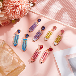 4 пара двухцветных сережек-гвоздиков в форме карандаша с эмалевым покрытием на день учителя EJEW-AN0004-86