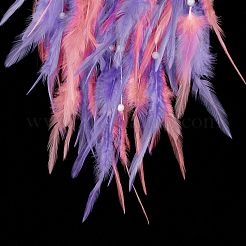 Железная тканая паутина/сетка с подвесками из перьев&nbsp;AJEW-B017-09