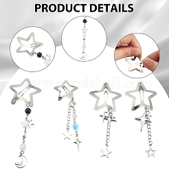 4 шт. 4 стиля заколки для волос со звездочками из сплава&nbsp;PHAR-CY0001-06