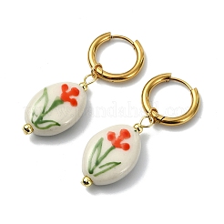 Boucles d'oreilles pendantes en porcelaine imprimée faite à la main&nbsp;EJEW-JE07230