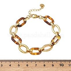 Ovale Gliederarmbänder aus Edelstahl 304 und Kunstharz für Damen&nbsp;BJEW-A169-10G