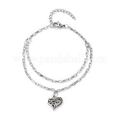 Двухслойные браслеты из нержавеющей стали 304 в форме сердца для женщин BJEW-JB11640