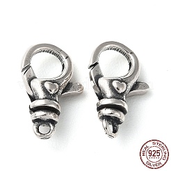 タイスターリングシルバーカニカン925個  アンティークシルバー  15x9.5x5mm  穴：1.5mm&nbsp;STER-D003-02AS