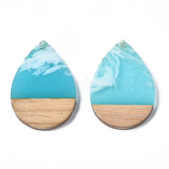 Pendentifs en résine transparente et bois de noyer&nbsp;X-RESI-T035-28-A02