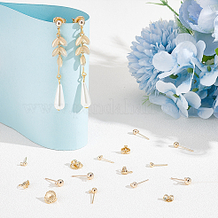 38 шт. 3-х размерный латунный шариковый гвоздик для серьги&nbsp;KK-AR0003-01