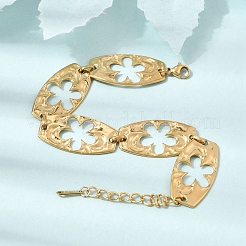 Bracciali a catena ovali in acciaio inossidabile 304 con maglie a fiore cave&nbsp;SA-CBAF6AD-08G