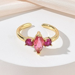 Offene Manschettenringe aus Messing mit Mikropavé und Zirkonia für Damen&nbsp;RJEW-L343-14G-01