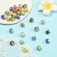 30шт 6 цвета ручной работы золотой песок бусины лэмпворк&nbsp;LAMP-YW0004-21