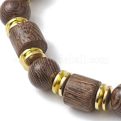 Эластичные браслеты из натурального дерева венге и немагнитных синтетических гематитовых бусин для женщин и мужчин.&nbsp;BJEW-JB13386