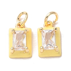 Zircone cubique transparente micro pavée de laiton avec breloques en émail&nbsp;CU-K002-51G-M