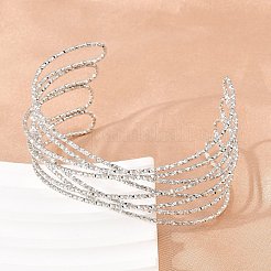 女性用304ステンレススチールカフバングル  ステンレス鋼色  内径：2-1/2インチ（6.35cm）&nbsp;BJEW-Z155-05P