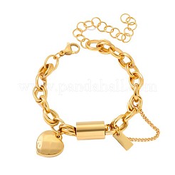 Bracelets à breloques en acier inoxydable 304 en forme de cœur&nbsp;FS-WGC6D26-01