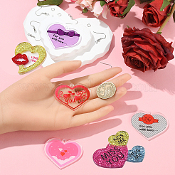 Наборы для изготовления акриловых сережек-подвесок в форме сердца ко дню святого валентина своими руками&nbsp;DIY-YW0012-58