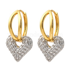 Латунные серьги-кольца из прозрачного кубического циркония EJEW-D322-08PG-02