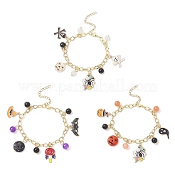 3 шт. 3 стиля браслеты с подвесками из сплава и эмали на тему Хэллоуина для женщин&nbsp;BJEW-JB12110