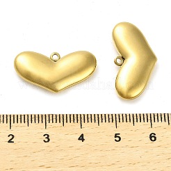 304ステンレスペンダント  ハートチャーム  14KGP本金メッキ  13x24x4.5mm  穴：1.6mm&nbsp;STAS-L022-108G-05