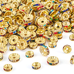 300 Stück 3 Stile Unterlegscheibe Messing Strass Abstandsperlen&nbsp;RB-TA0001-33G