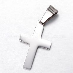 変色しにくい304ステンレススチールペンダント  ラテン十字架  ステンレス鋼色  27.5x17x1.5mm  穴：5x8mm&nbsp;STAS-G080-07P