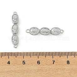 Ciondoli connettore a triplo anello ovale in ottone con pavé di zirconi cubici trasparenti Shegrace&nbsp;XGRQ3P683-644P
