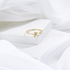 1pc lettre laiton strass ouvert manchette anneaux pour femmes&nbsp;AJEW-LP0004-47Z-G
