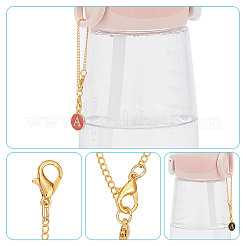 Плоский круглый кулон с эмалью из сплава и буквой А&nbsp;HJEW-AB00704